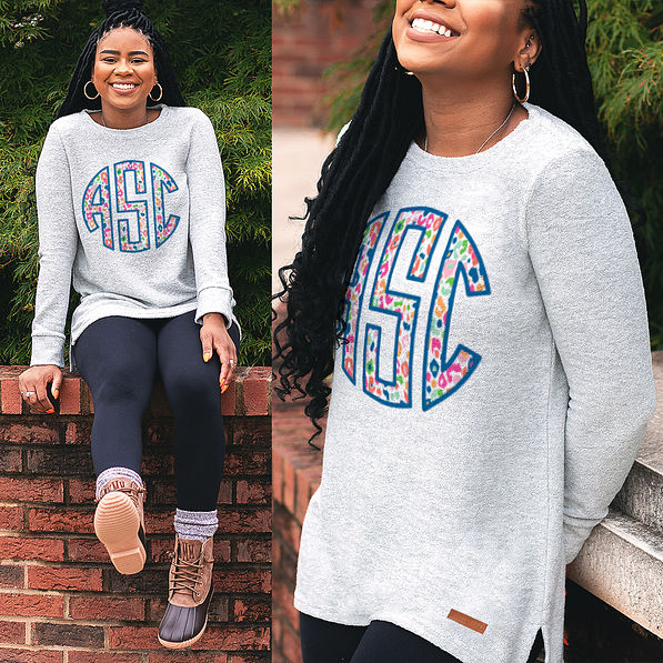 colorful leopard monogrammed terry with leggings