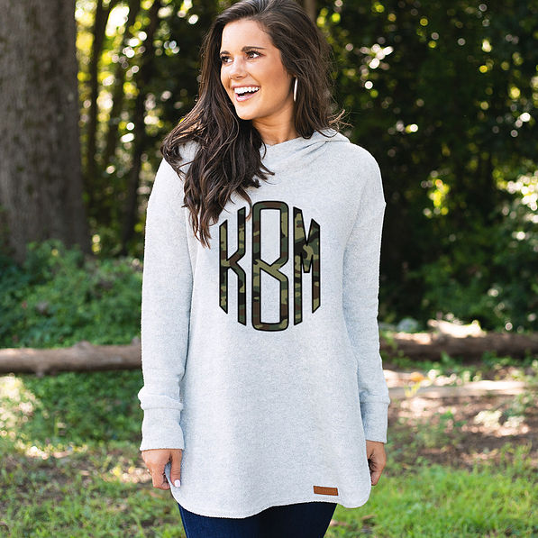camo monogrammed terry hoodie