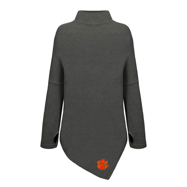 clemson asymmetrical turtleneck tunic in charcoal