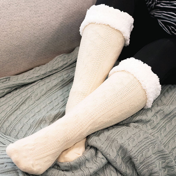 cozy tan sherpa socks