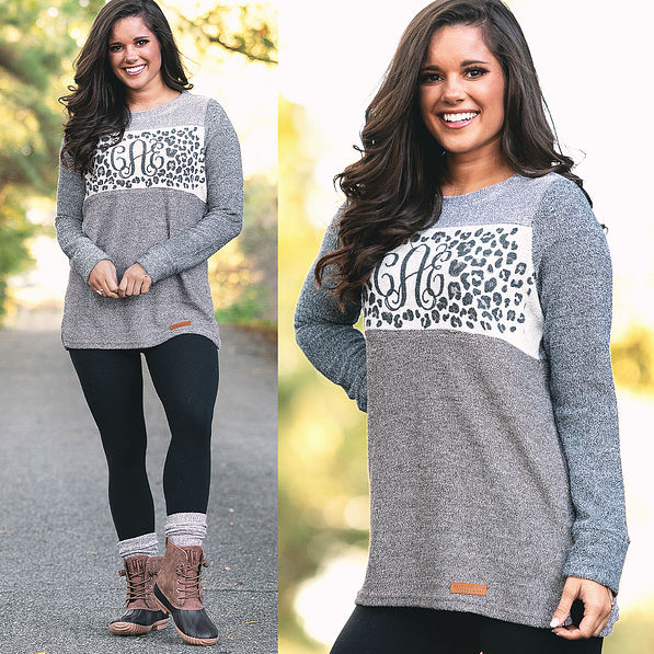 colorblock terry pullover with leggings and duck boots