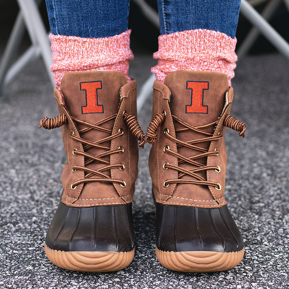 orange duck boots