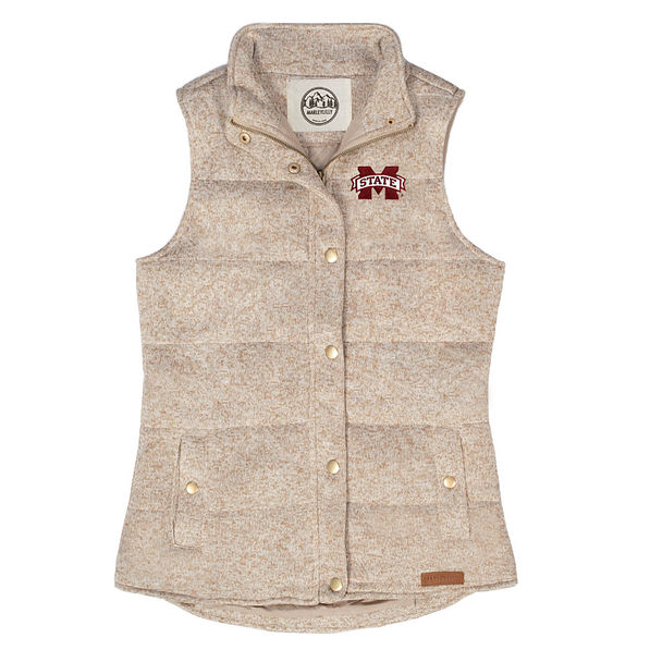 mississippi state heathered quilted vest in oatmeal