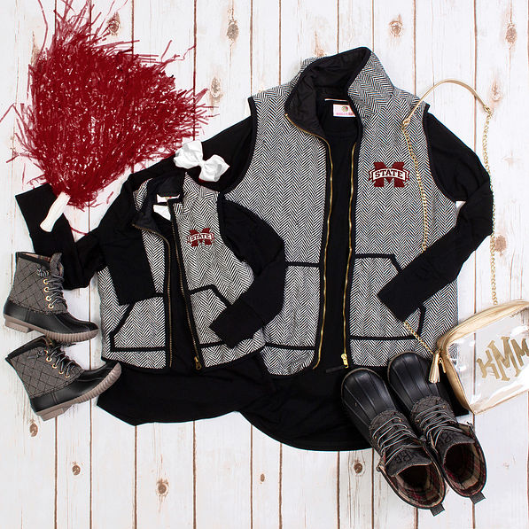 mom and me ms state herringbone vests