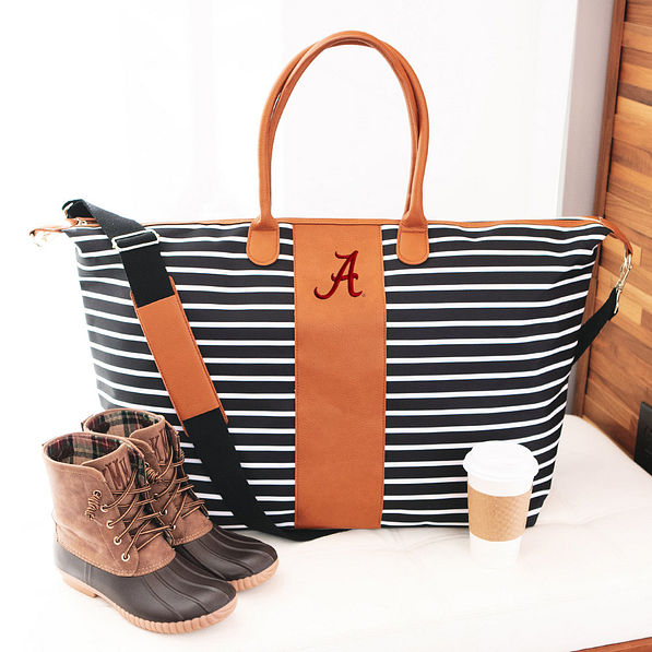 alabama weekender bag with monogrammed duck boots