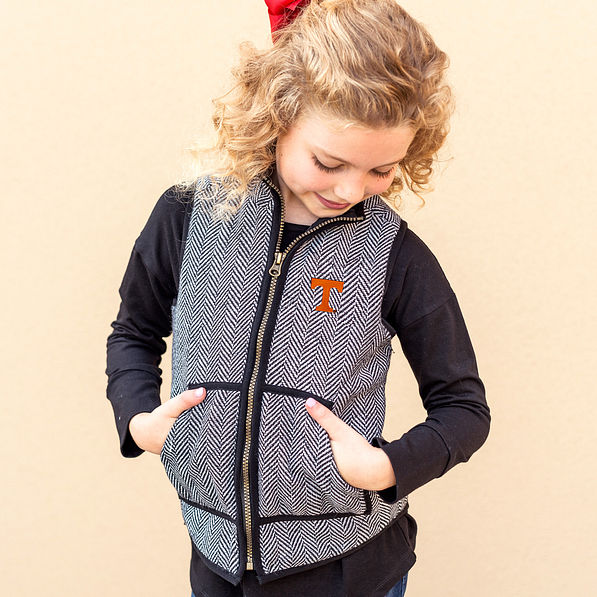 kids tennessee black herringbone vest