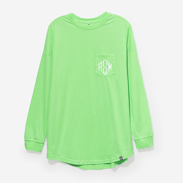 monogrammed long sleeve shirt in lime