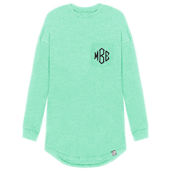 monogrammed long sleeve shirt in mint monogrammed long sleeve shirt in mint