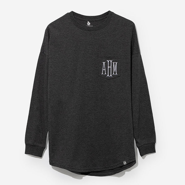 monogrammed long sleeve shirt in charcoal