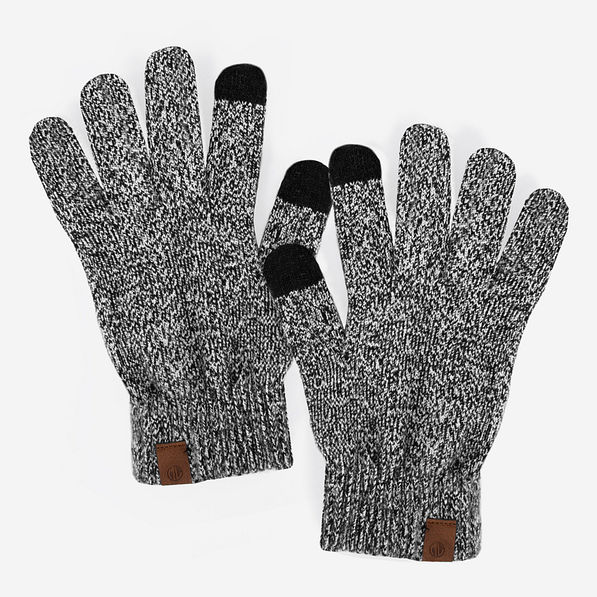 marbelized knit gloves in charcoal