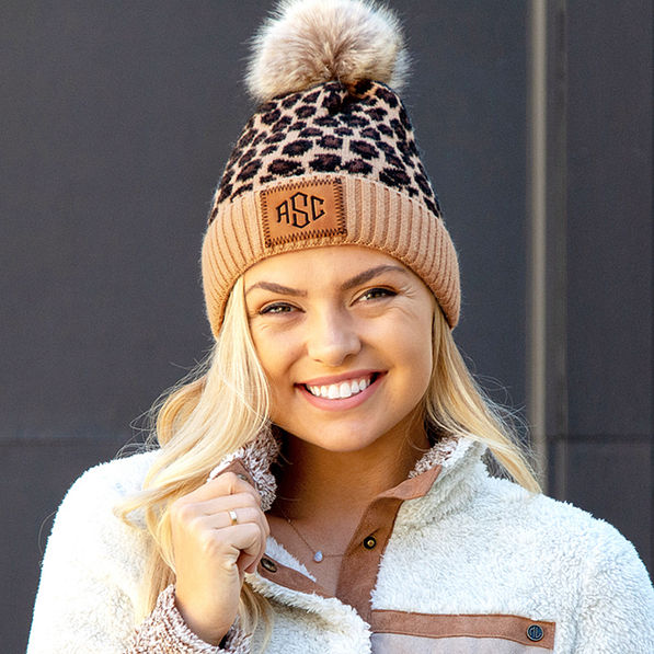 leopard beanie on blonde
