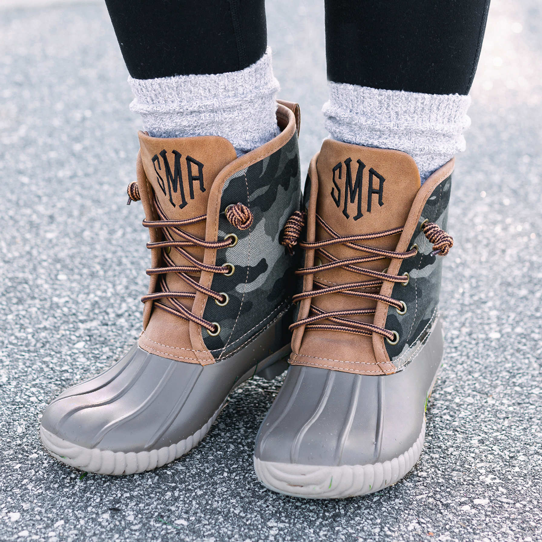 Personalized Camo Print Duck Boots - Marleylilly