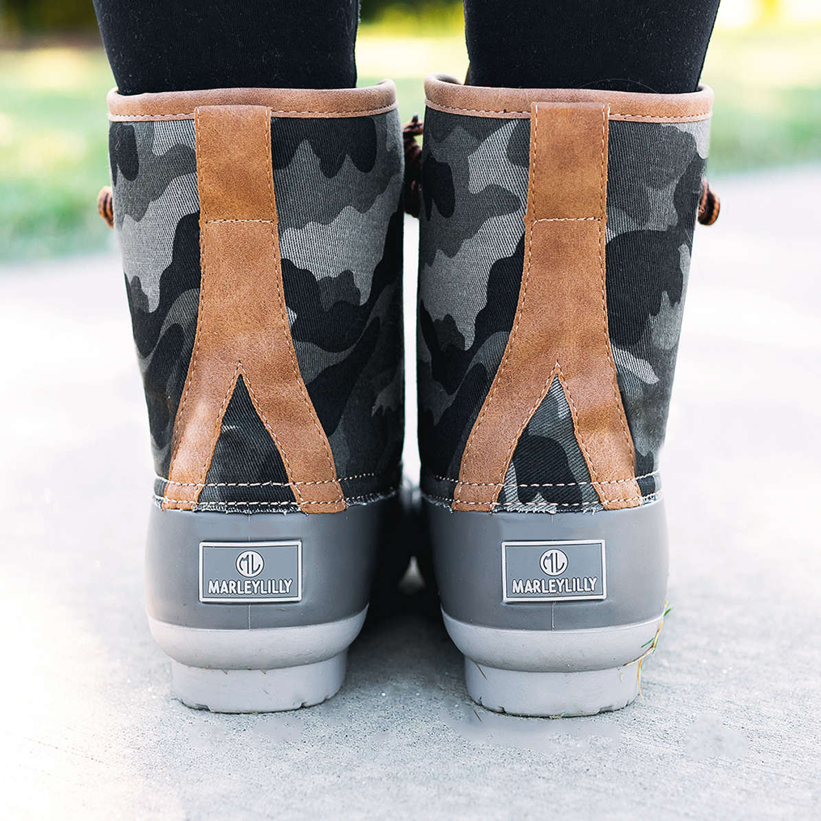 printed duck boots