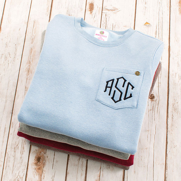 brown heathered crewneck monogrammed sweatshirt