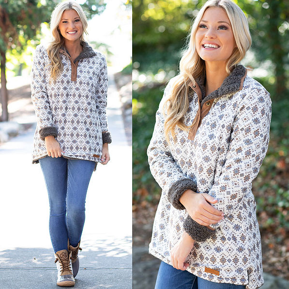 Monogrammed Reversible Sherpa Pullover - Marleylilly
