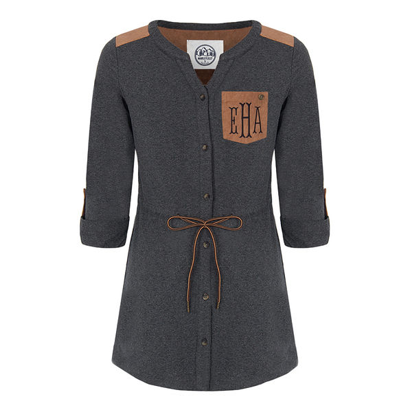 monogrammed roll sleeve utility top