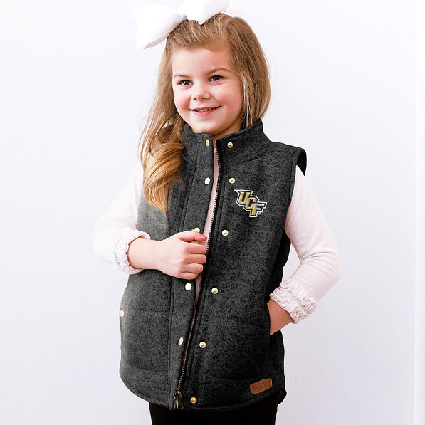 black and gold ucf kids quilted vest