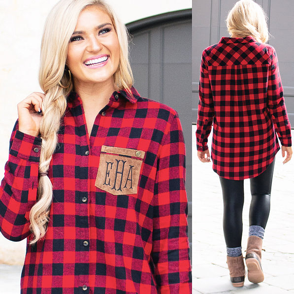 Monogrammed Layering Plaid Tunic Shirt 