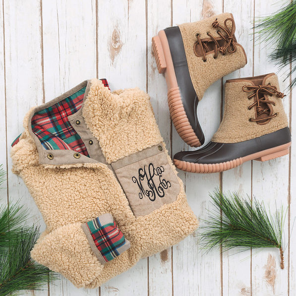 Pull On Sherpa Duck Boots in Oatmeal - Marleylilly
