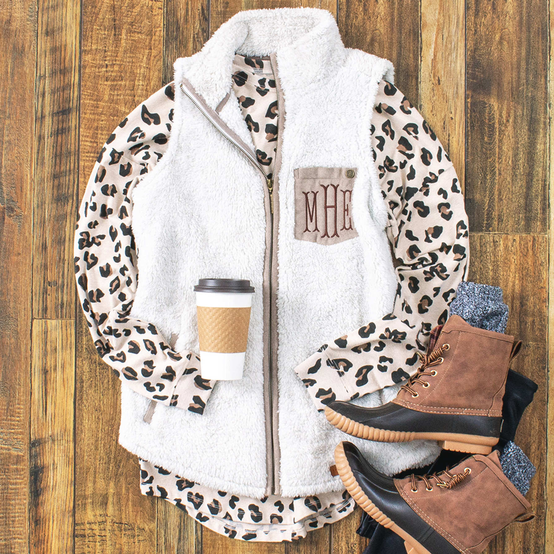 Cozy Monogrammed Sherpa Vest - Marleylilly