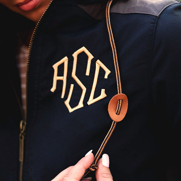 duck boot drawstring cord and monogram