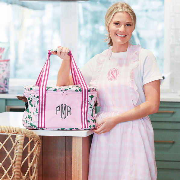 Pink Gingham Apron with Slow Cooker Carrier