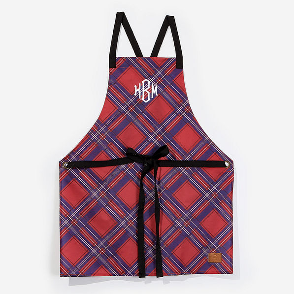 Monogrammed Apron in Holiday Plaid