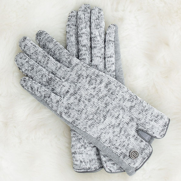 gray heathered gloves on fur