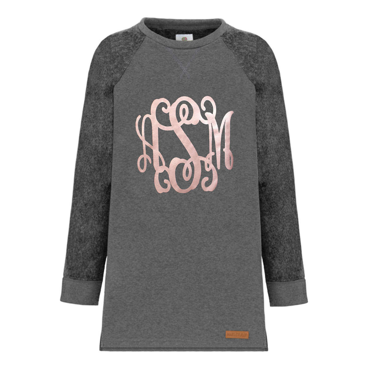 Monogrammed Raglan Sweatshirt — Tunic-Length
