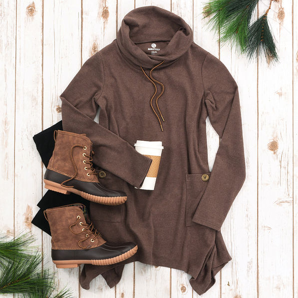 cheyenne tunic outfit with duck boots