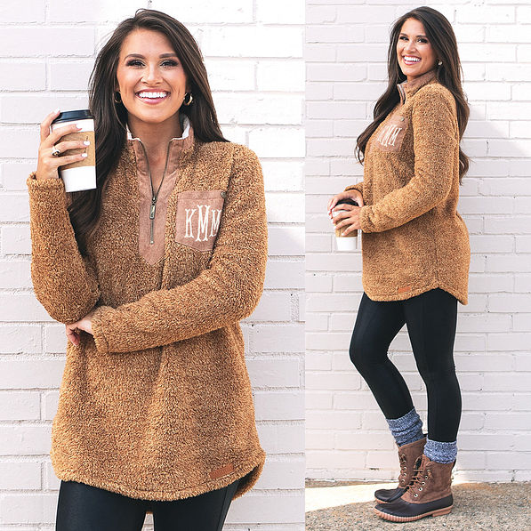 Monogrammed Sherpa Pullover Tunic - Marleylilly