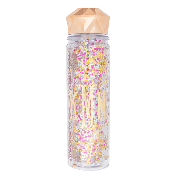 Monogrammed Confetti Sparkle Water Bottle, 16 oz.