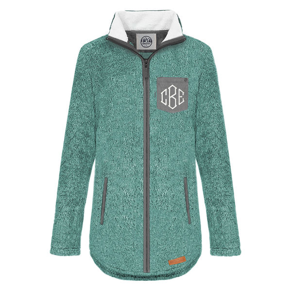 MrsBowItAll Womens Monogrammed Sherpa Zipper Pullover Jacket-Personalized Monogram Adults Ladies Winter Fleece-Women's Quilted Sherpas with initials
