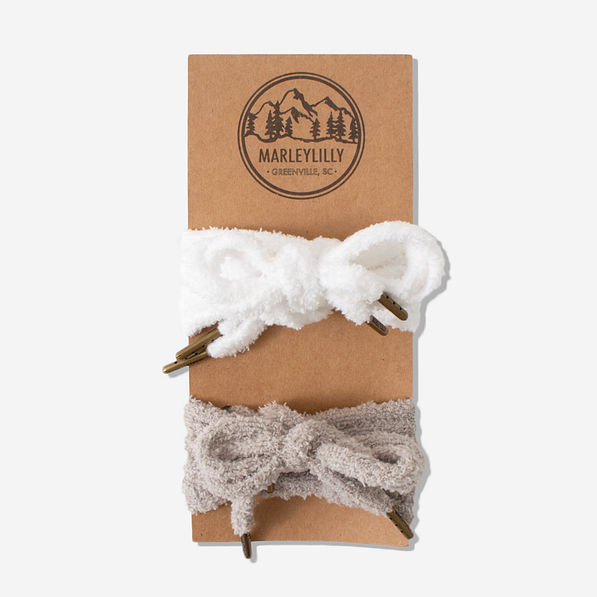 sherpa shoelace set in ivory and gray