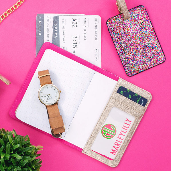 inside confetti passport holder with card slots