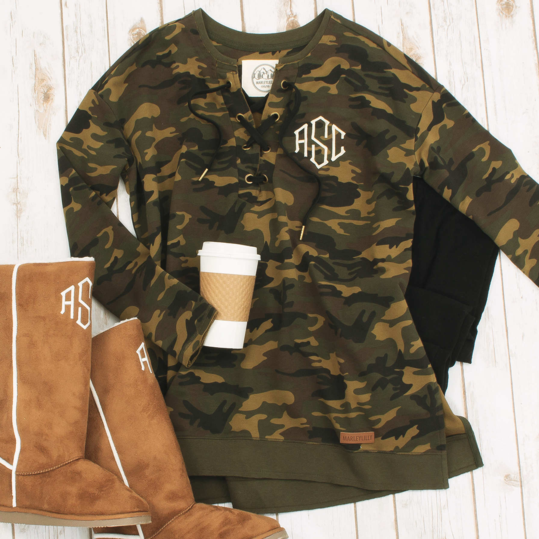 camo sweatshirt tunic