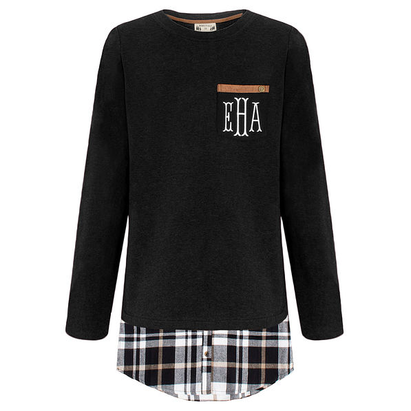 plaid monogram sweatshirt