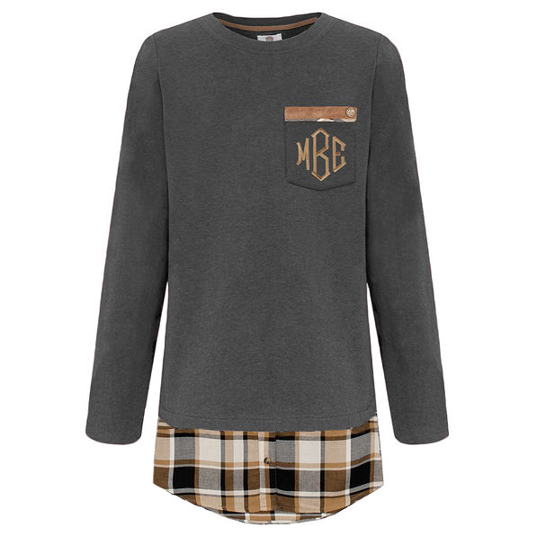 plaid monogram sweatshirt