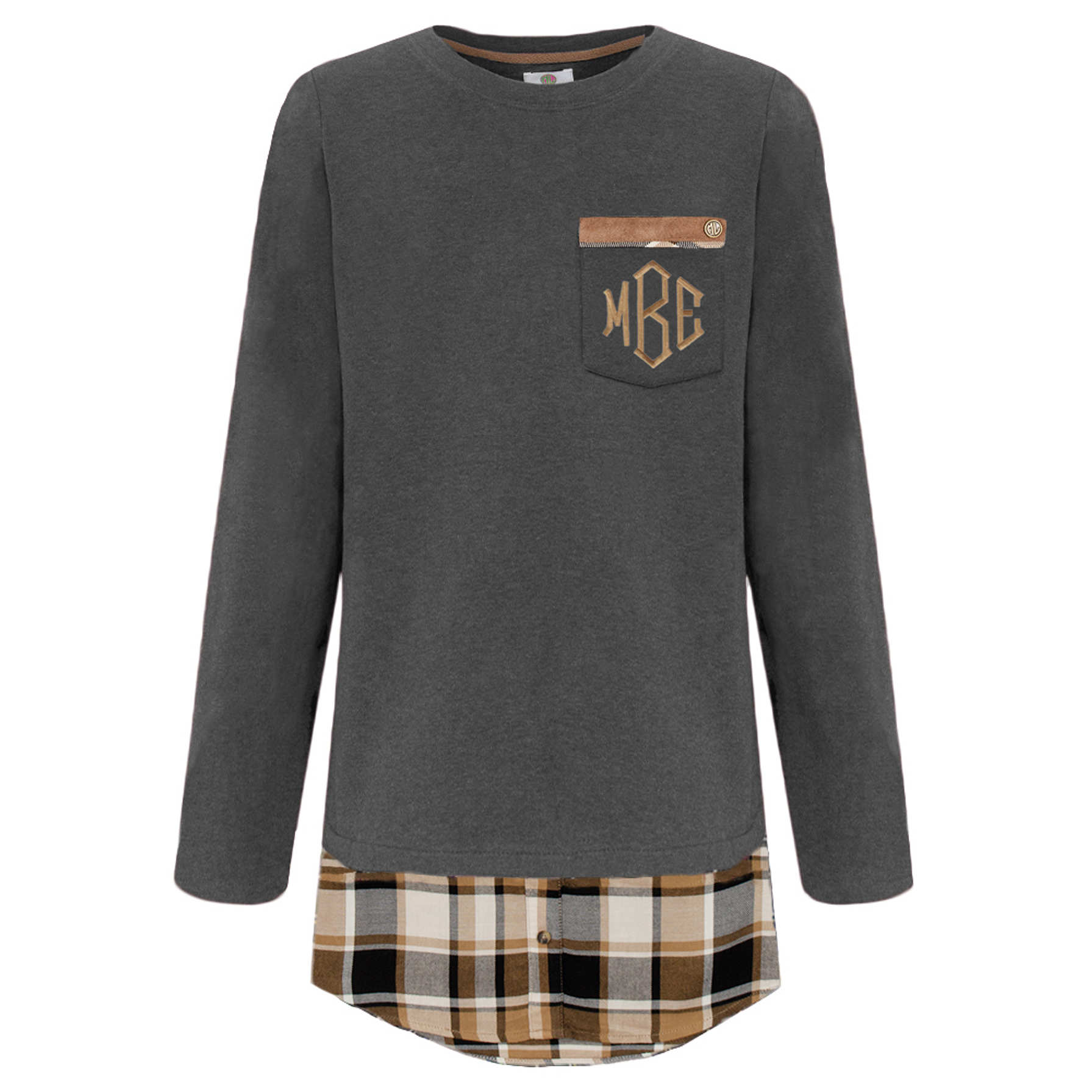 plaid monogram sweatshirt