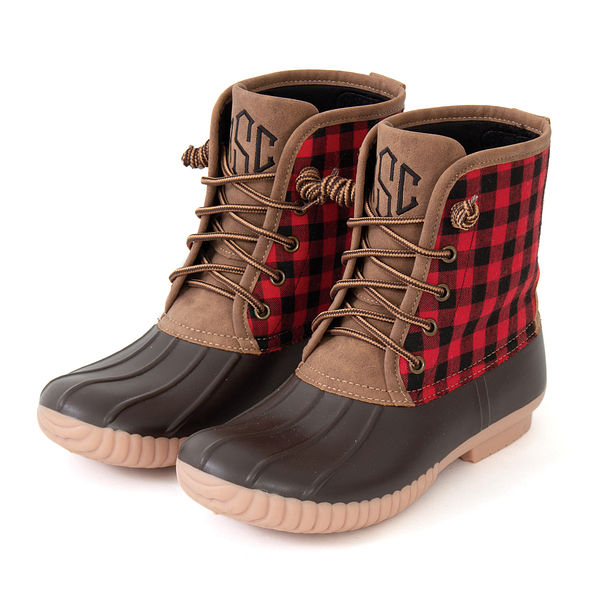 Monogrammed Buffalo Plaid Duck Boots - Marleylilly