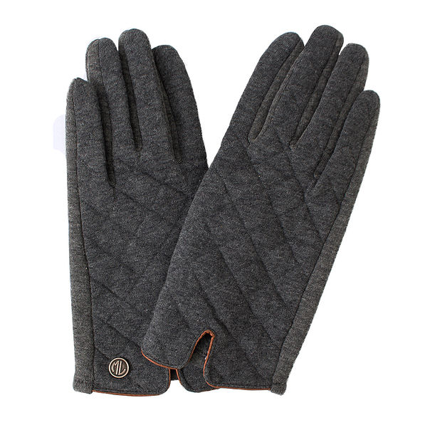 gray quilted gloves