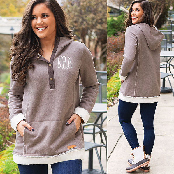 front and back of monogrammed aspen hoodie