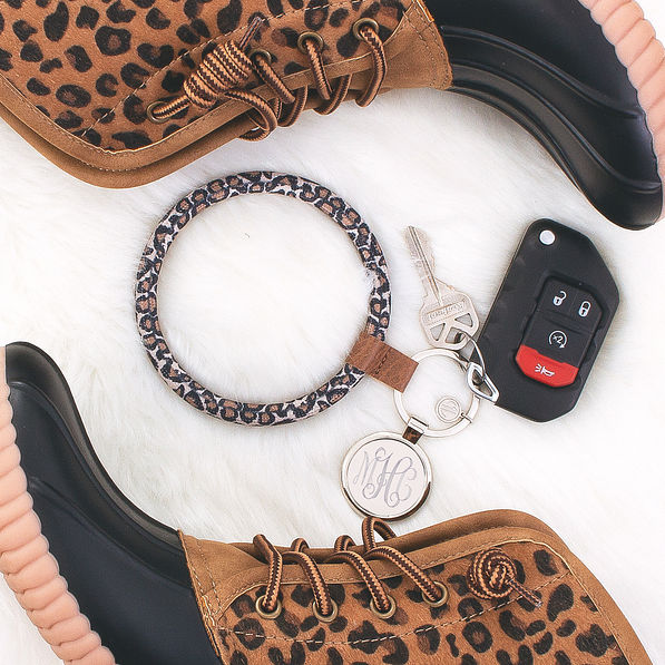 monogrammed leopard key ring with monogrammed leopard duck boots