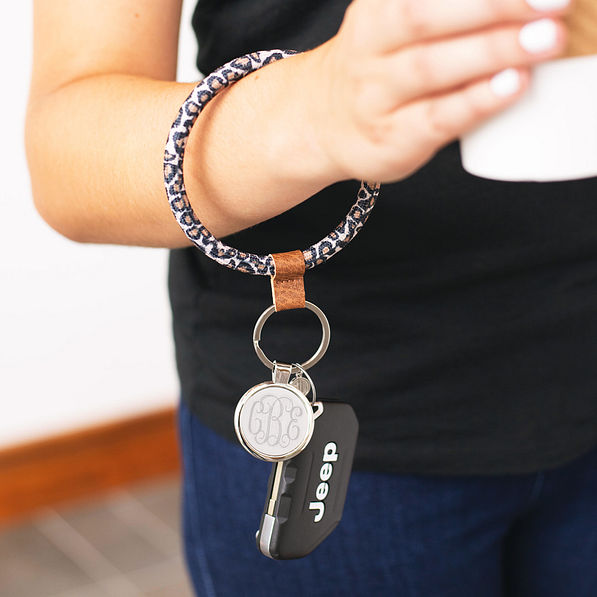 leopard key ring on arm