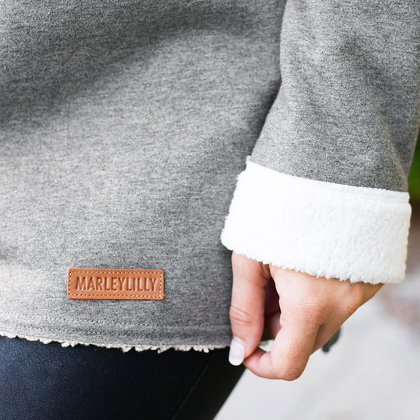 sleeve detail of sherpa aspen crewneck sweatshirt