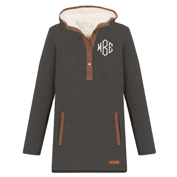 monogrammed quilted hoodie in charcoal monogrammed quilted hoodie in charcoal