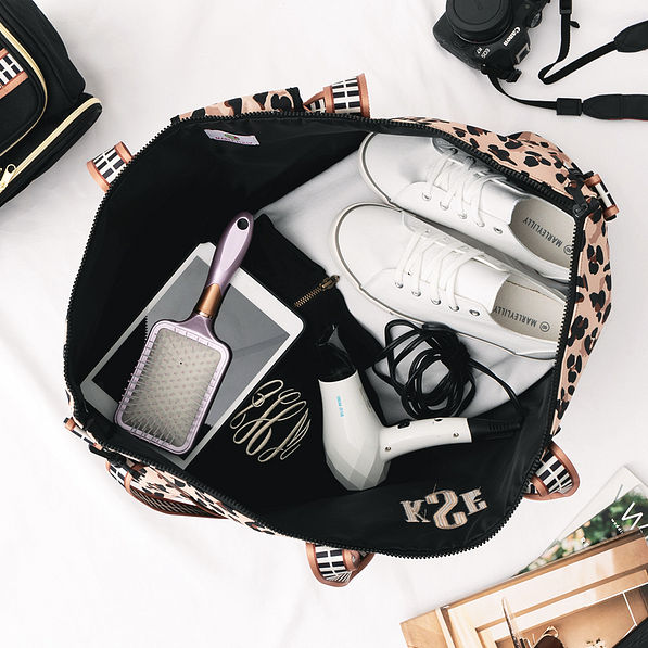 inside of classic cheetah weekend bag