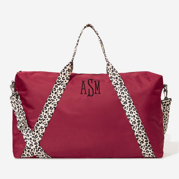 Monogrammed Weekend Bag in Maroon