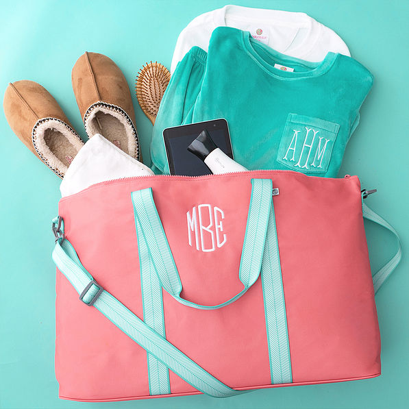 watermelon weekend bag flatlay
