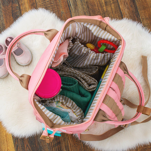 inside of scalloped diaper backpack